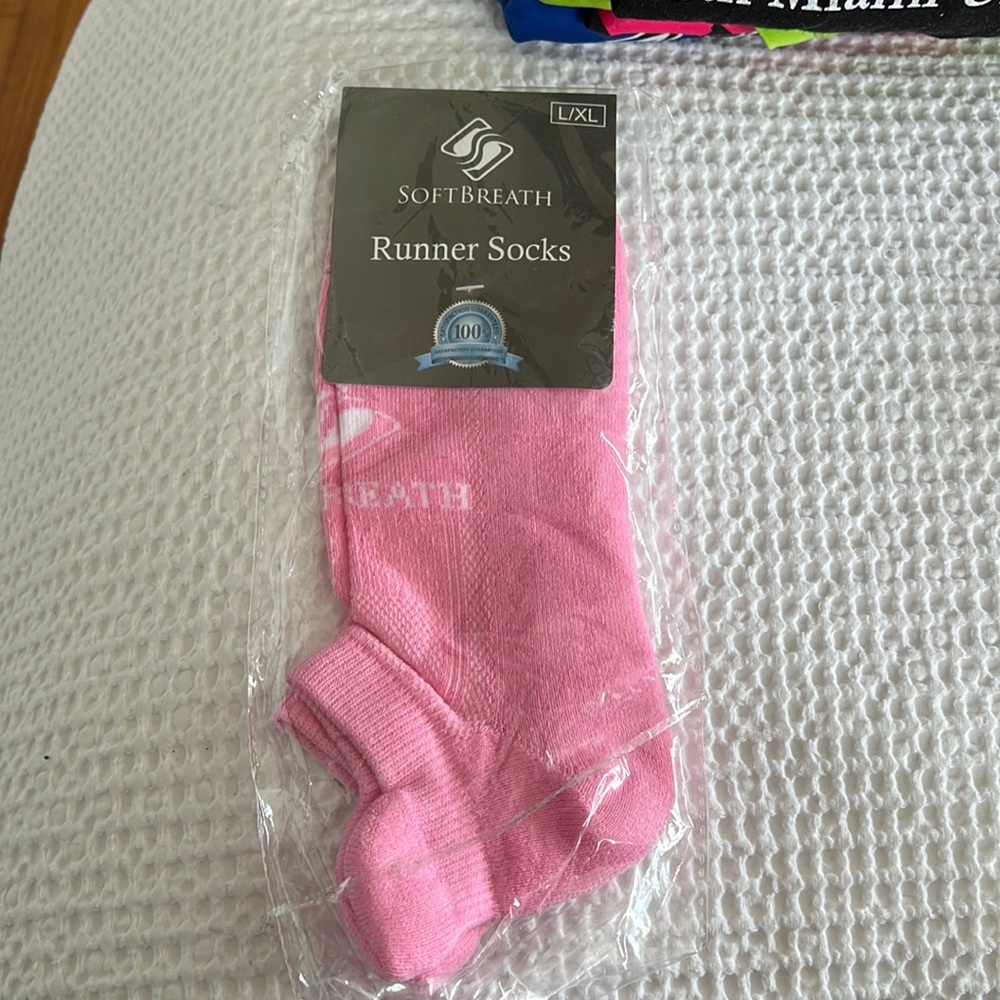 Brand new soft breath pink socks, size L/XL